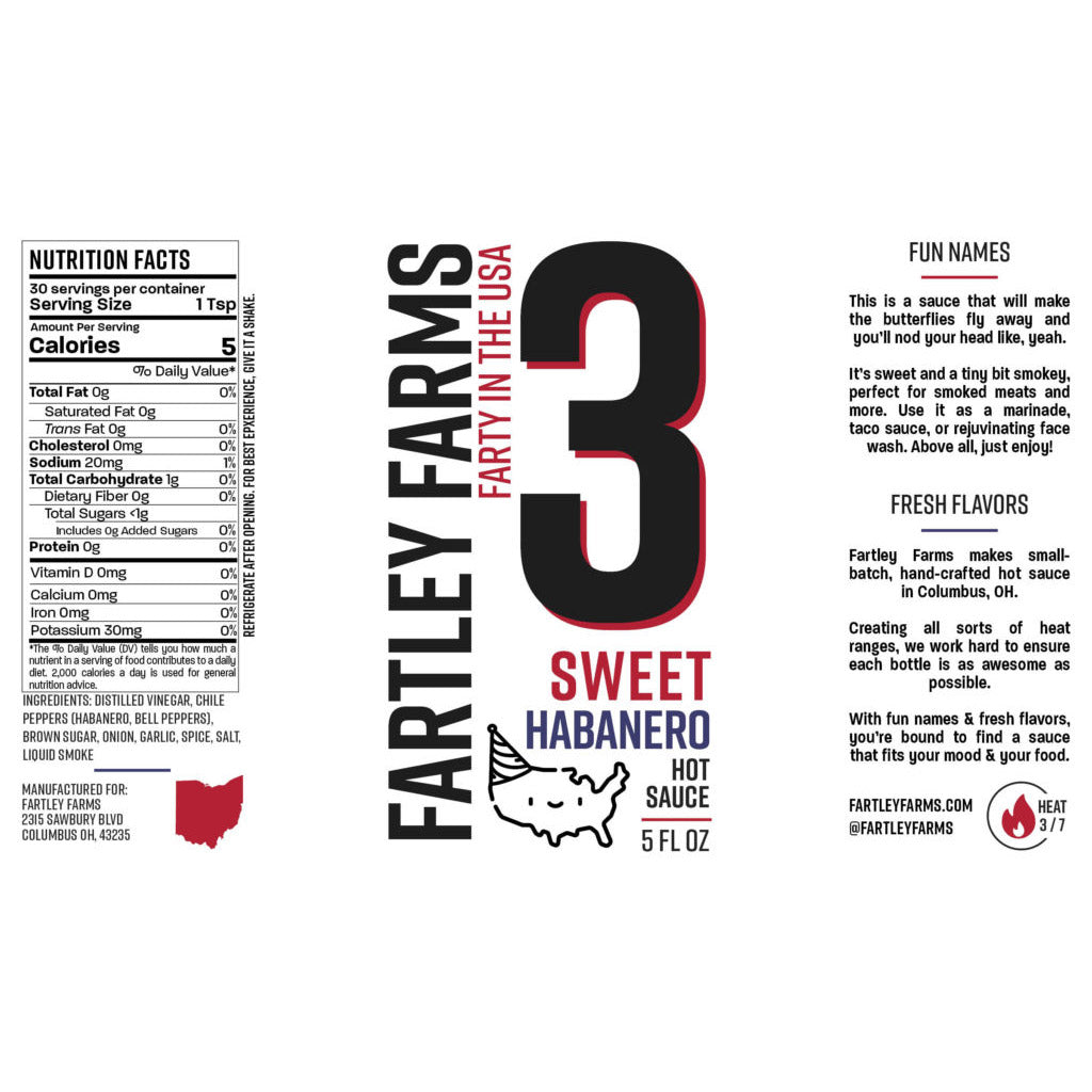 Fartley Farms Sweet Habanero hot sauce Flavor & Fire