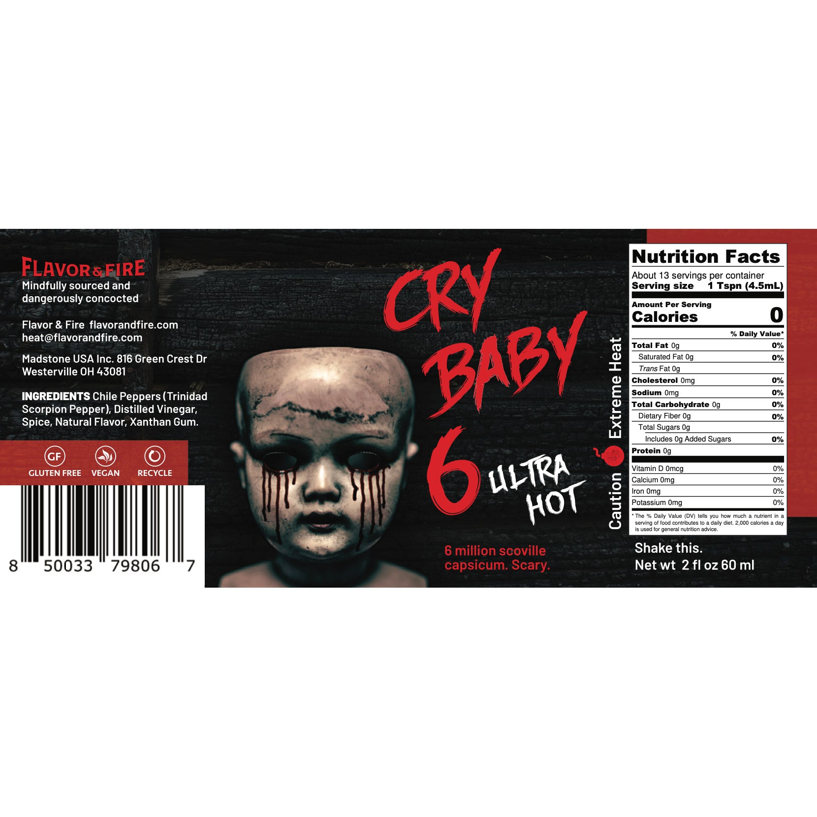 Cry Baby 6 Hot Sauce